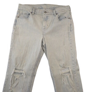 Old Navy Boyfriend Mid Rise Jeans Distressed Women’s Size 6 Light Wash Raw Hem